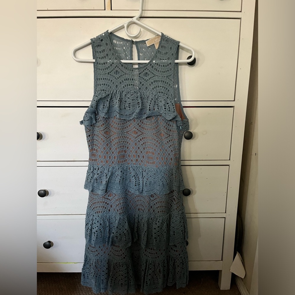 Michael Kors Women’s Small Light Blue/Seafoam Green Lace Overlay Easter Dress